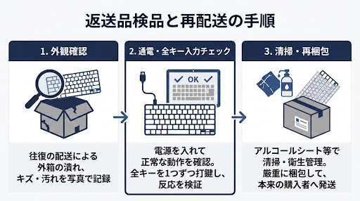 返送品のAI動作確認ステップ図解
